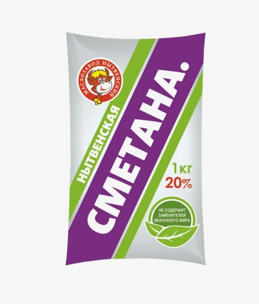 Сметана с мдж 20% пленка 1кг МЗН